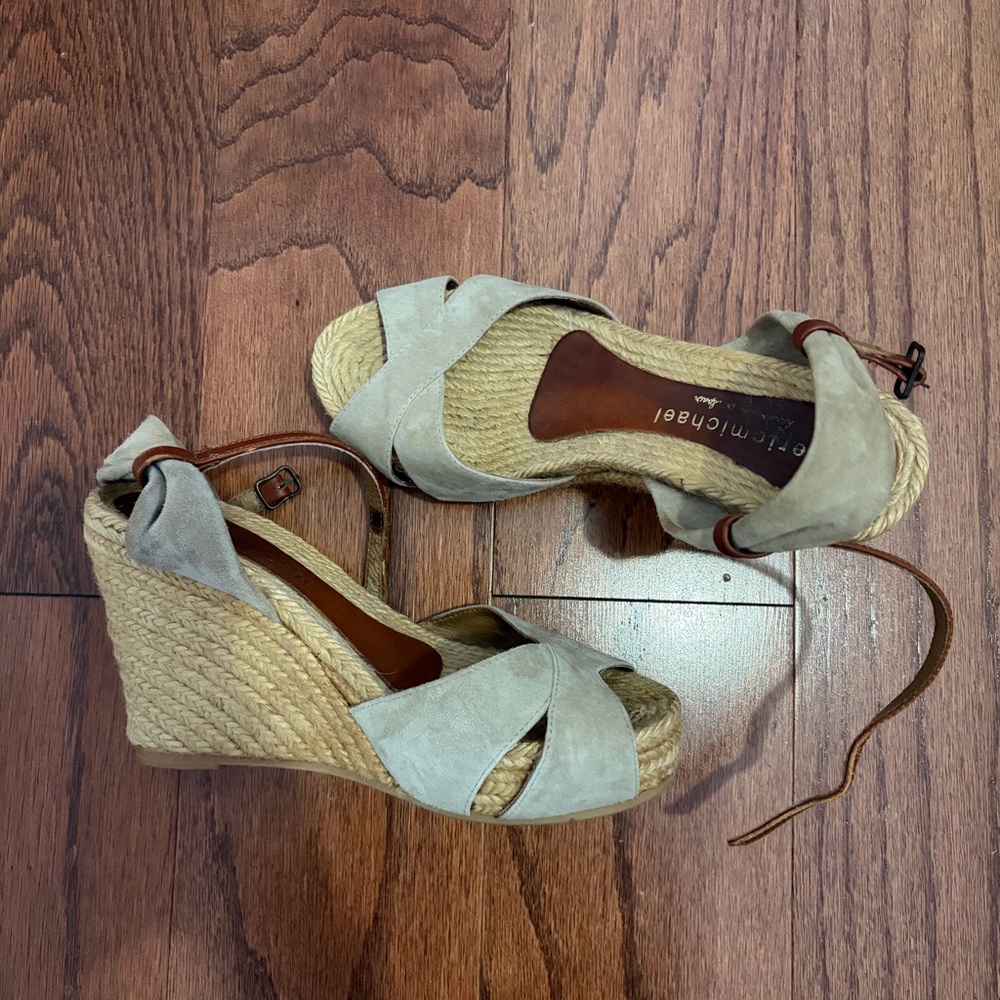 Eric Michael Light Gray Espadrille Sandals